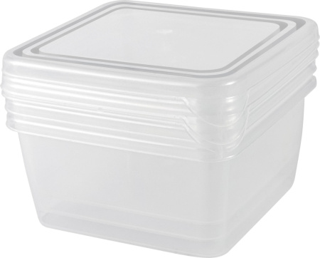 Контейнер набор 0,45л квадрат 3шт для хранения и заморозки прозрачн.-21 ПлР