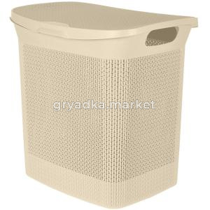 Корзина д-белья с крышкой Keeplex 35 л бежевый топаз -3  ПлР