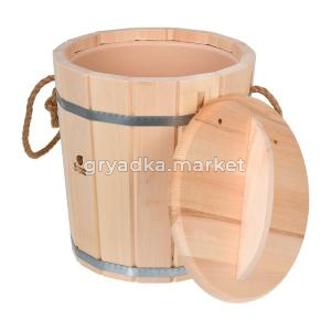 Ведро 10 л с пластиковой вставкой с крышкой, «Банные штучки», липа -1