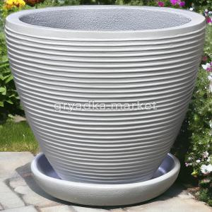 Полоски низкий кашпо d41 h35см серый светл.
