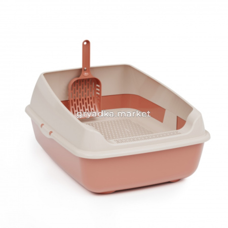 Туалет д-кошек Эффи 45,5х35,5х15см с бортом, сеткой и совком 1-14