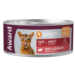 Корм д-кошек конс 100г говядина со шпинатом паштет AWARD (Авард)