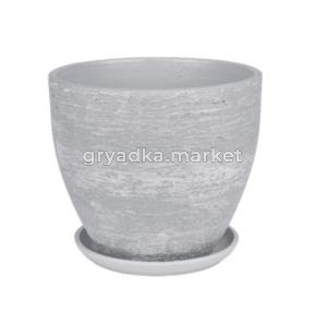 Лофт 4 горшок с поддоном 2,5л d18 h16см высокий овал серый