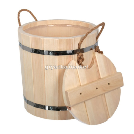 Ведро 9 л. с пластиковой вставкой с крышкой, «С лёгким паром», липа -1