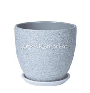 Серый камень 4 горшок с поддоном 2,5л d18 h16см высокий овал 