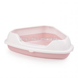 Туалет угловой с бортом 55,5х41,5х15см Лекси розовый 1-12