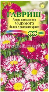 Астра Мацумото белая с розовым краем 0,3г Одн 65см (Гавриш)