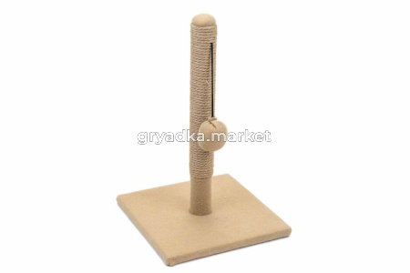 ECO Когтеточка-столбик с игрушкой 30*30*h50см (столбик джут, фетр) бежевая