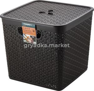 Корзина 21л с крышкой Keeplex темный каштан-6  ПлР