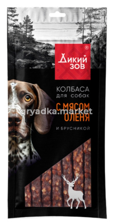 Лакомства д/собак Колбаса с мясом оленя и брусникой 85г Дикий зов 1/40