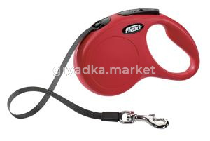Рулетка-поводокд-собак Flexi New Classic S 8м до 12кг ТРОС, КРАСНЫЙ 1-12-22702
