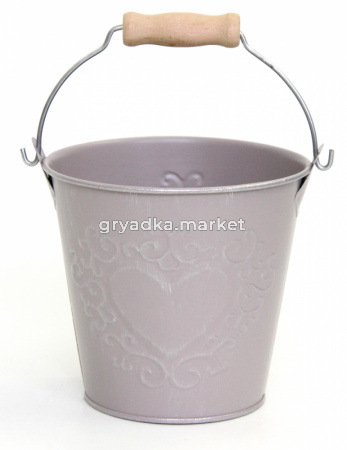 Ведро кашпо из металла d12 h11см серый 