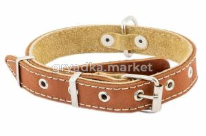 Ошейник кожаный 20мм Друг язычок,2-х слойный 28-40см простроченный 1-1
