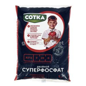 Суперфосфат двойной 1кг Сотка брик 12-1080 Рус