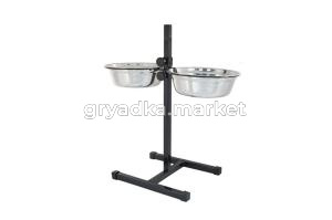 Кормушка регулируемая ЕСО чёрная, h50см, 2х2,0л, D24, миски трапец. металл, разбор в короб