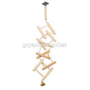 Жёрдочка-игрушка д-птиц деревянная, ГИРЛЯНДА (5 звеньев) с колокольчиком, L53,5хD1,2см1-1