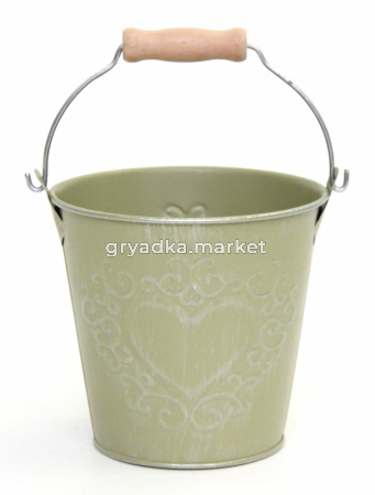 Ведро кашпо из металла d12 h11см фисташковый