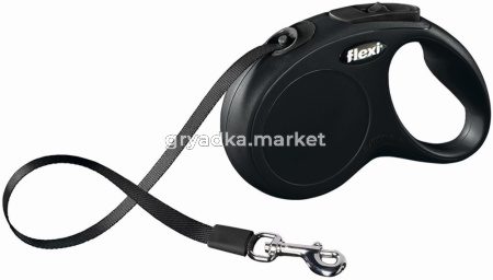 рулетка-поводок Flexi New Classic M-L 5м до 50кг  РЕМЕНЬ, ЧЕРНЫЙ1-12    23327