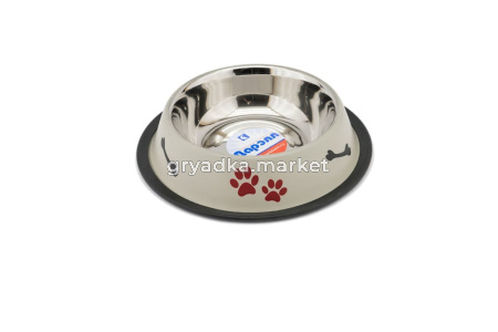 Миска металл 0,7л на резинке, с рисунком, цветная 1-1