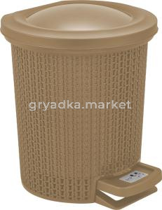 Ведро д-мусора 6л с педалью Ajur кофейный-8  ПлР