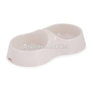 Миска для кошек 0,2л двойная (бежевый) (уп.34)