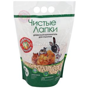 Наполнитель Чистые лапки древесный д- грызунов впитывающий 4л