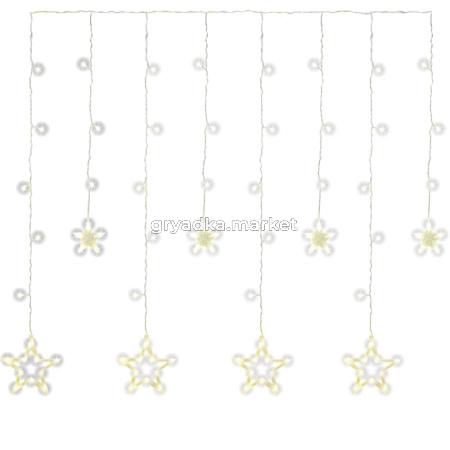 Гирлянда Звездное небо 2,5х1м прозрачный провод, тепл. белый, переходник 8 режимов