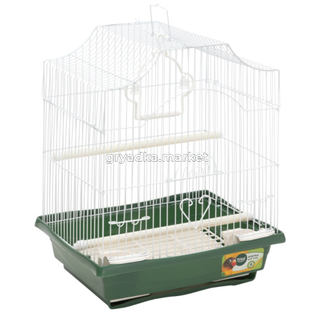 Клетка 1002 для птиц, эмаль, темно-зеленая, 300х230х390мм