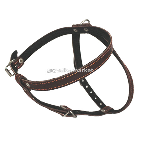 Шлея кожаная 17мм подшит.спилком-тканью -ШлК-17-С-Т