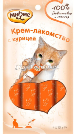 Крем-лакомства д-кошек Мнямс с курицей 15г(уп.4шт)