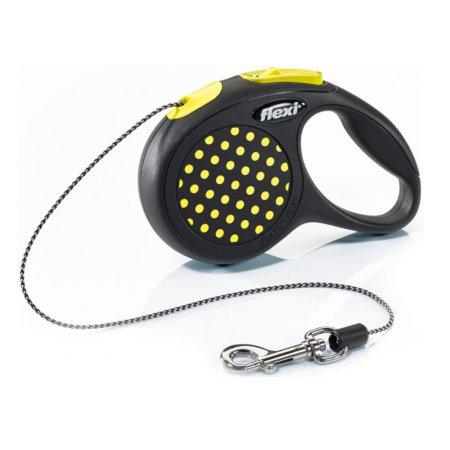 Рулетка-поводок д-собак Flexi Design М 5м до 20кг  ТРОС, ЖЁЛТЫЙ 1-12-94028