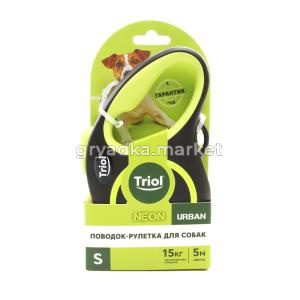 Поводок-рулетка для собак  Urban Neon S, 5м до 15кг, лента, черный
