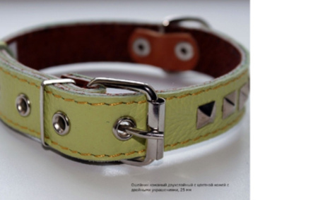 Ошейник кожаный 20мм 2-х слойный цвет.кожа+украшен-ОК-20-ЦК-2У