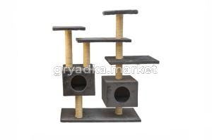 Комплекс СМАРТ многоуровневый,с двумя квадратными домиками(сизаль,мех Plush, ТМ «Дарелл»870х305хh980