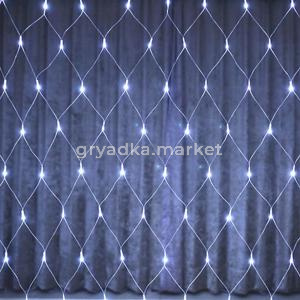 Гирлянда Сетка, 96ламп, 1,5х1,5м холодный белый,  (Факт. арт. на коробке 70712)-60шт