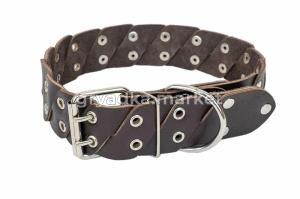 Дарэленд Ошейник КОСА 45 мм, 710 мм. Обхват: 42-66 см клепаный коричневый