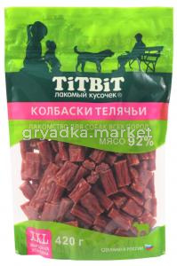 Лакомства д-собак Колбаски телячьи 420г XXL Тит Бит 1-18