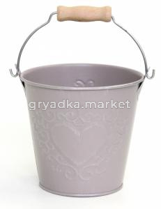 Ведро кашпо из металла d12 h11см серый 