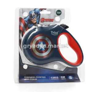 Поводок-рулетка для собак Marvel Капитан Америка M, 5м до 20кг, лента