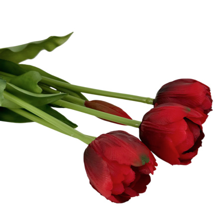 Искусственные цветы Букет тюльпанов из силикона 5 голов h40см красный 204780 2 Искусственные цветы Букет тюльпанов из силикона 5 голов h40см красный 204780 2