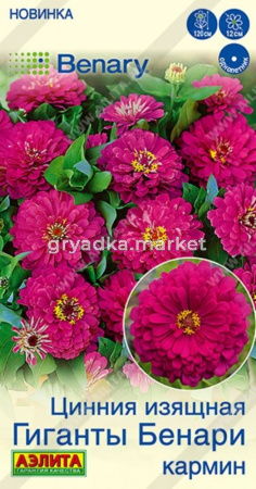 Цинния Гиганты Бенари кармин 7шт Одн 120см (Аэлита)