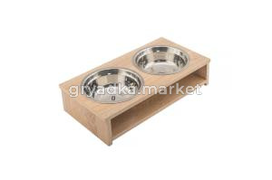 Кормушка д-животных, двойная 2х0,5л, ламинат ДУБ сонома, р-р 36х18,5хh10 (ТМ 