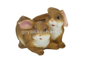 Кашпо Две зайки L19 W16 H13 см (ПОЛИСТОУН)