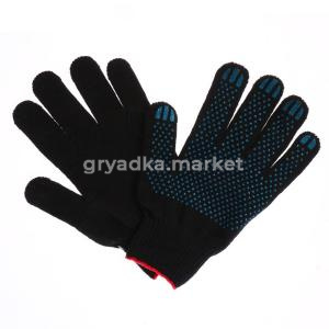 Перчатки х-б Эконом с ПВХ (черная точка)-10-200