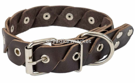 Дарэленд Ошейник КОСА 30 мм, 510 мм. Обхват: 33-47 см клепаный коричневый
