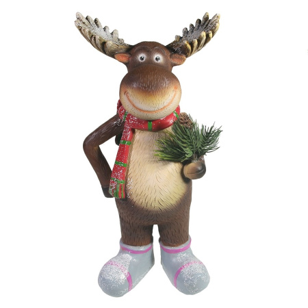 Лось в шарфике L10 W15 H30,5 см (ПОЛИСТОУН)