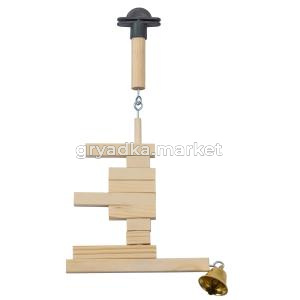 Жёрдочка-игрушка д-птиц деревянная, БРУСОЧКИ малые с колокольчиком, L21,5смхD1,2см1-1