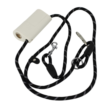 Поводок капроновый круглый 1,7м с фонариком и контейнером под пакеты 1-1-Китай