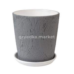 Короед 5 горшок с поддоном 5,6л d22 h22,5см конус серый