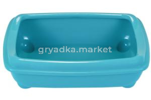 ZooM туалет для кошек Четвертый с рамкой, глубокий (под наполнитель) 38х27х10см, бирюзовый